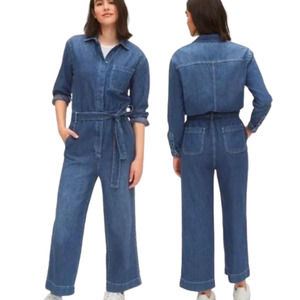Gap Blue Utility Jumpsuit Denim Carwash Romper Medium Wash Size 2 Wide Leg